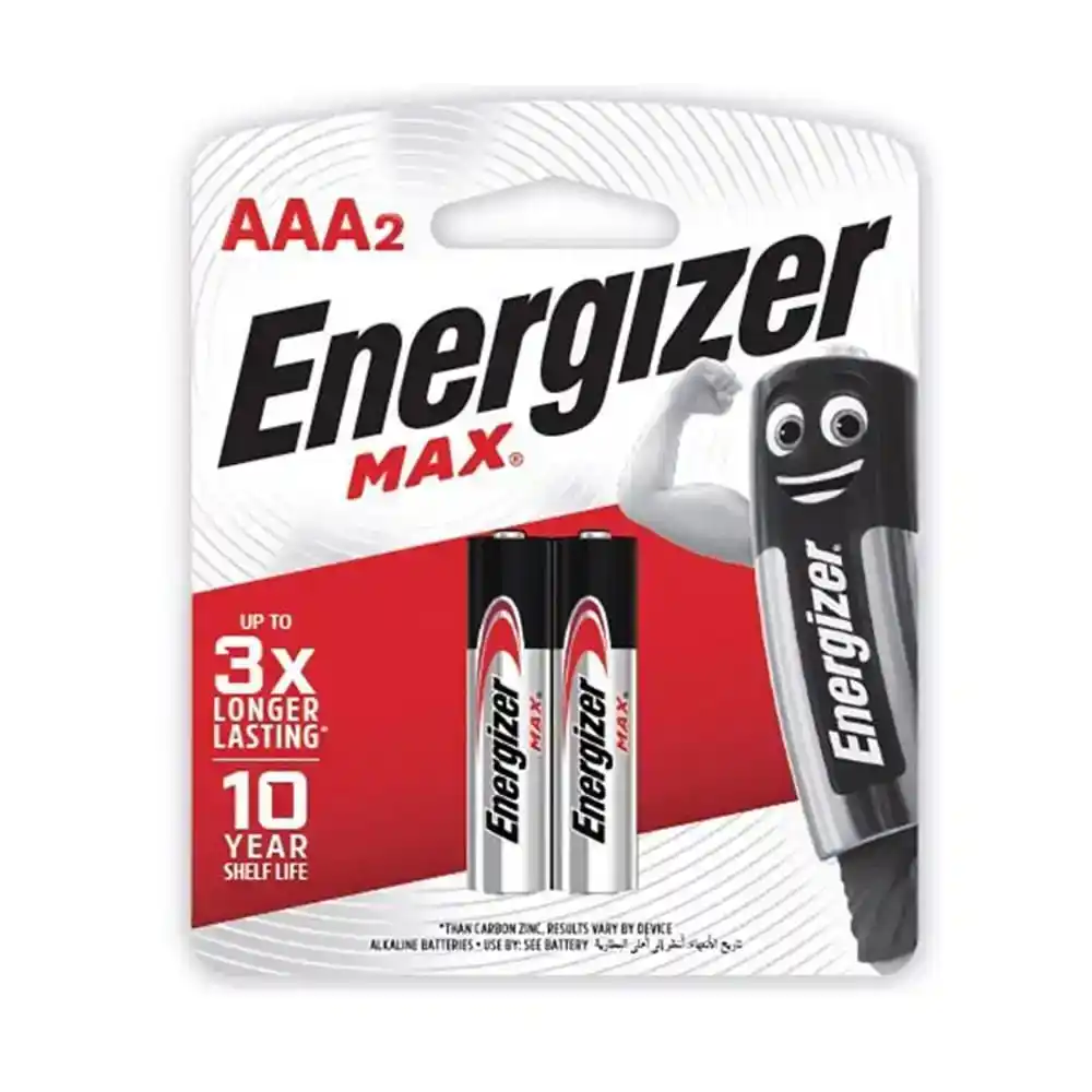 انرجايزر بطارية 2 AAA Max بقوة 1.5 فولت E91-BP2