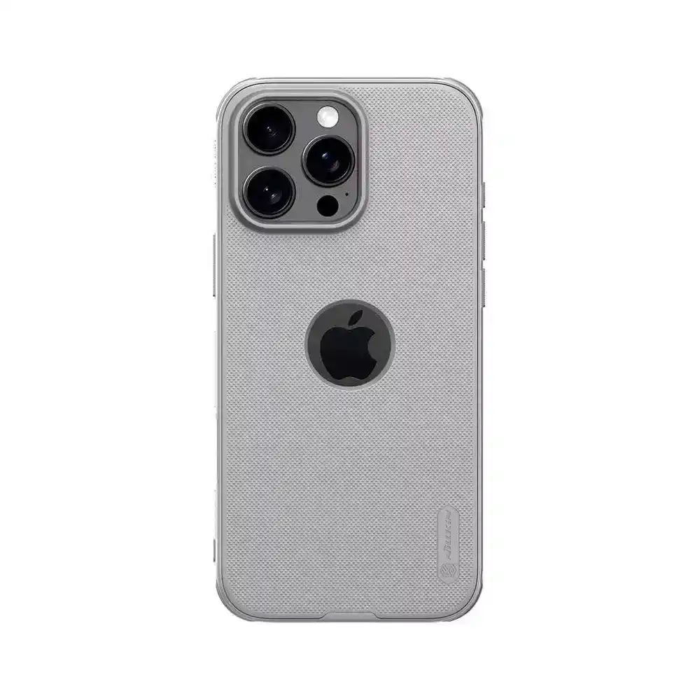 نيليكن جراب ظهر Super Frosted Shield برو لهاتف ايفون 16 برو ماكس مع شعار Cutout - رمادي
