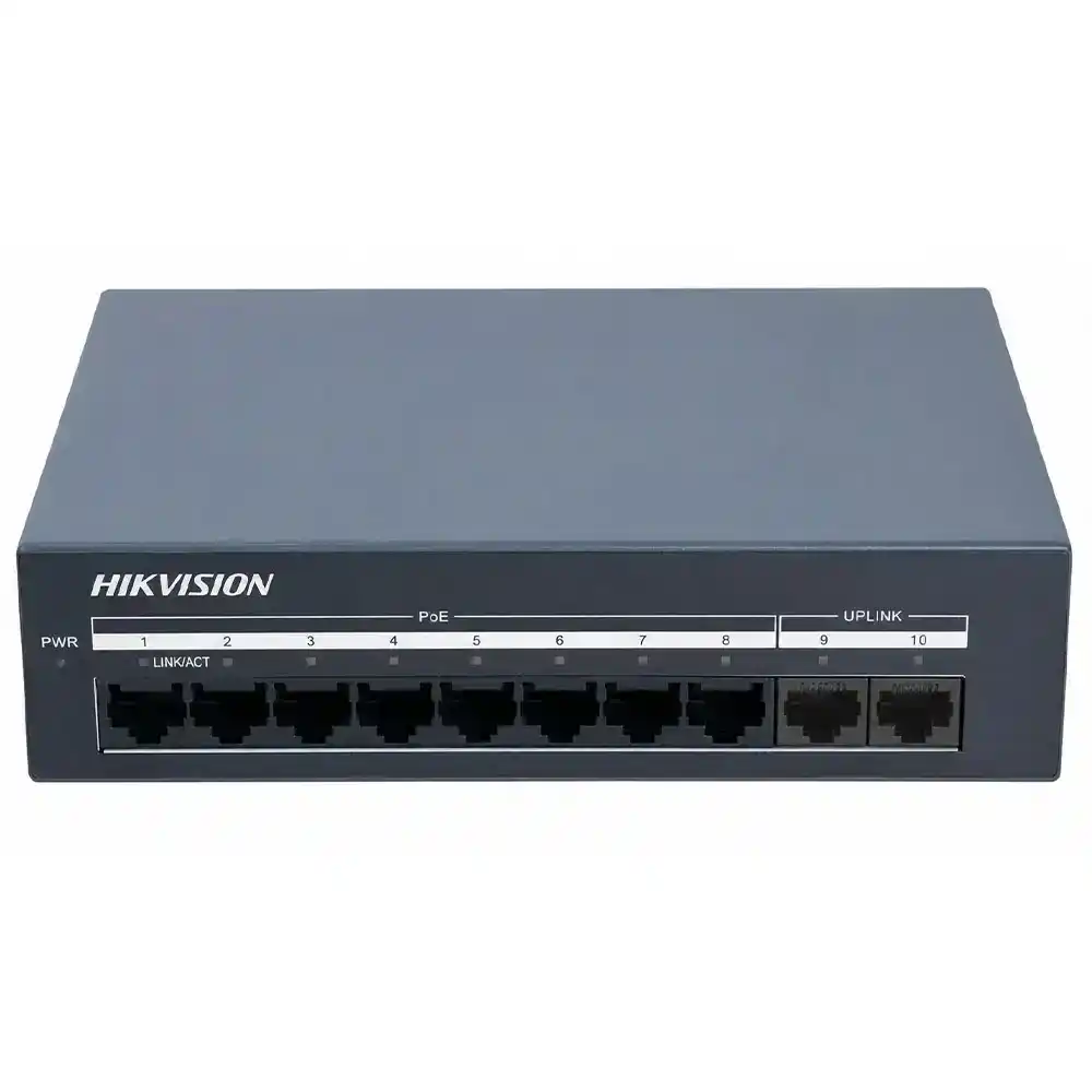سويتش هيكفيجن 8 منافذ 1000/100/10 ميجابت/ثانية PoE + منفذين (RJ45) 1000/100/10 ميجابايت/ثانية DS-XS10G-P Unmanaged Desktop