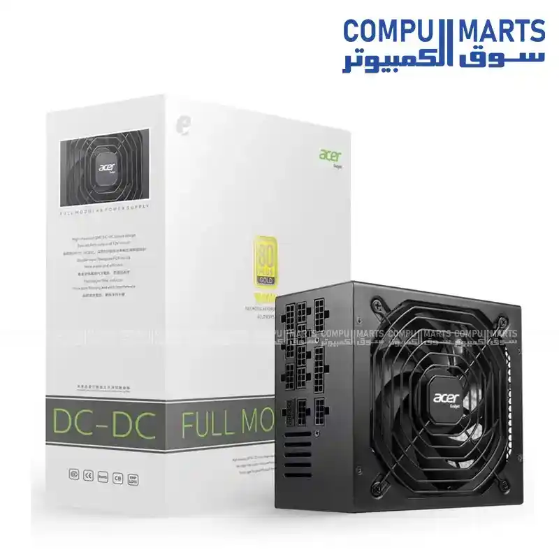 Acer AC-1000 1000W 80 Plus Gold Fully Modular ATX Gaming Power Supply DC-DC PCIe 5.0 14cm Fan Black