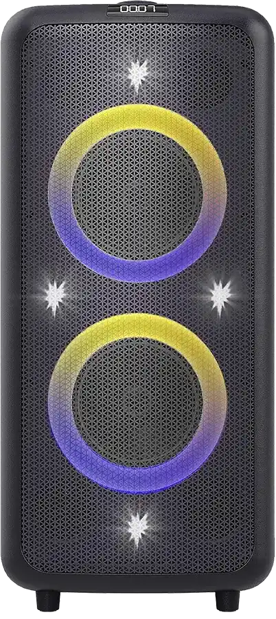 مكبر صوت F&D للحفلات 7 بوصة بلوتوث إضاءة RGB شاشة LED ريموت كنترول - أسود (PA300)