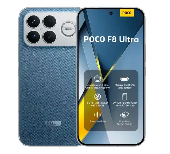 Xiaomi Poco F8 Ultra 5G 6.9" AMOLED 2560Hz PWM, 120Hz, Dolby Vision, Snapdragon 8 Elite Gen 5 (3 nm),50 MP, f/1.7 Camera, Stereo Speakers Tuned by Bose, IP68