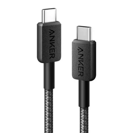 كابل أنكر 322 نايلون USB-C إلى USB-C - 3.3 قدم - 60 وات A8752H11 - أسود