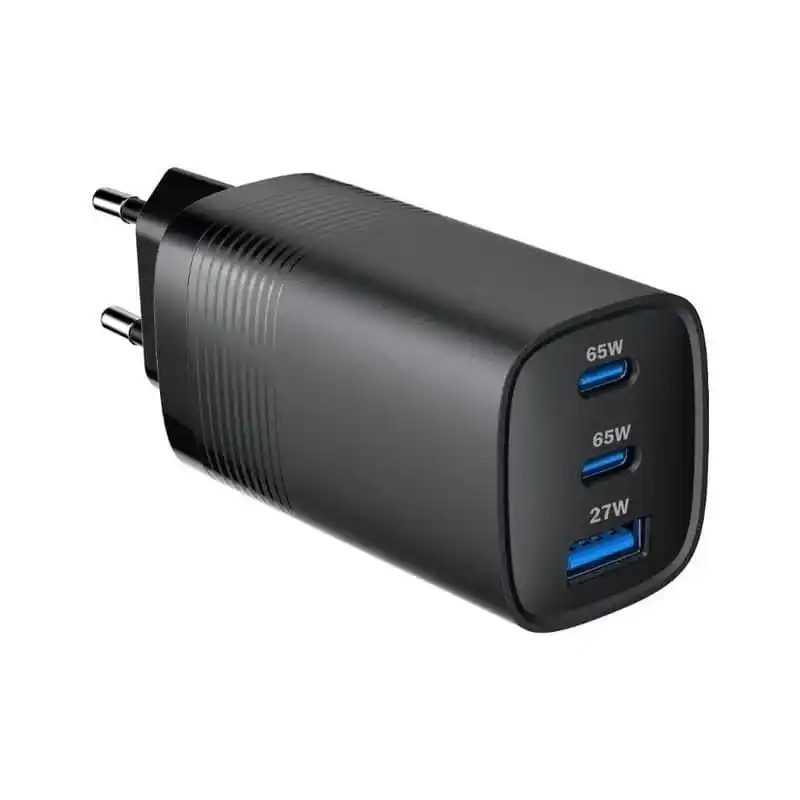 شاحن سمارت جيت 65 واط 3 مخارج تايب سي + USB شحن سريع - أسود