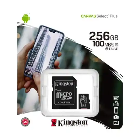 بطاقة ذاكرة كينغستون 256 جيجابايت 100 ميجابايت/ثانية (ضمان)