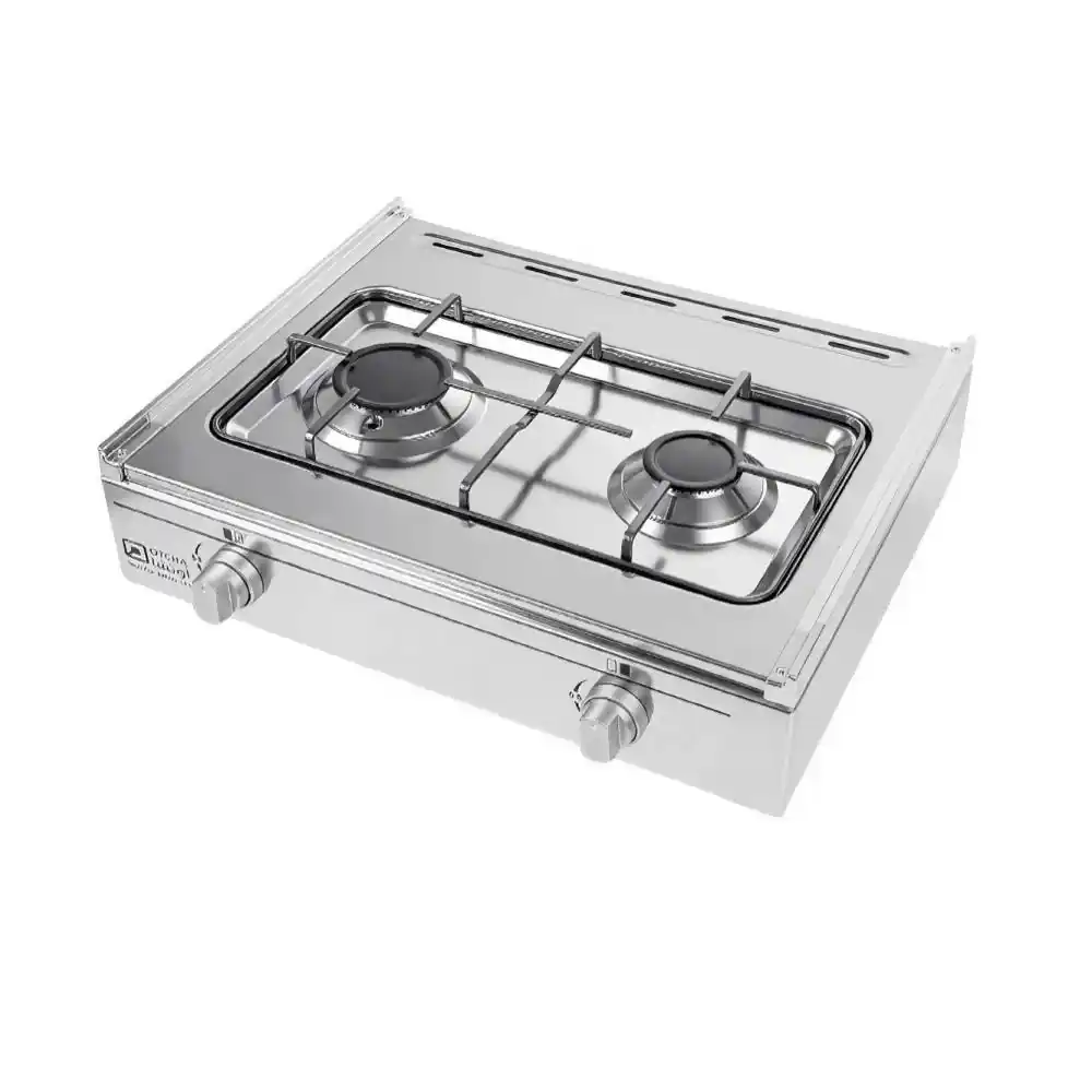 مسطح غاز أوتشا 53x42 سم شعلتان لون فضي Classic Stove Mini ING