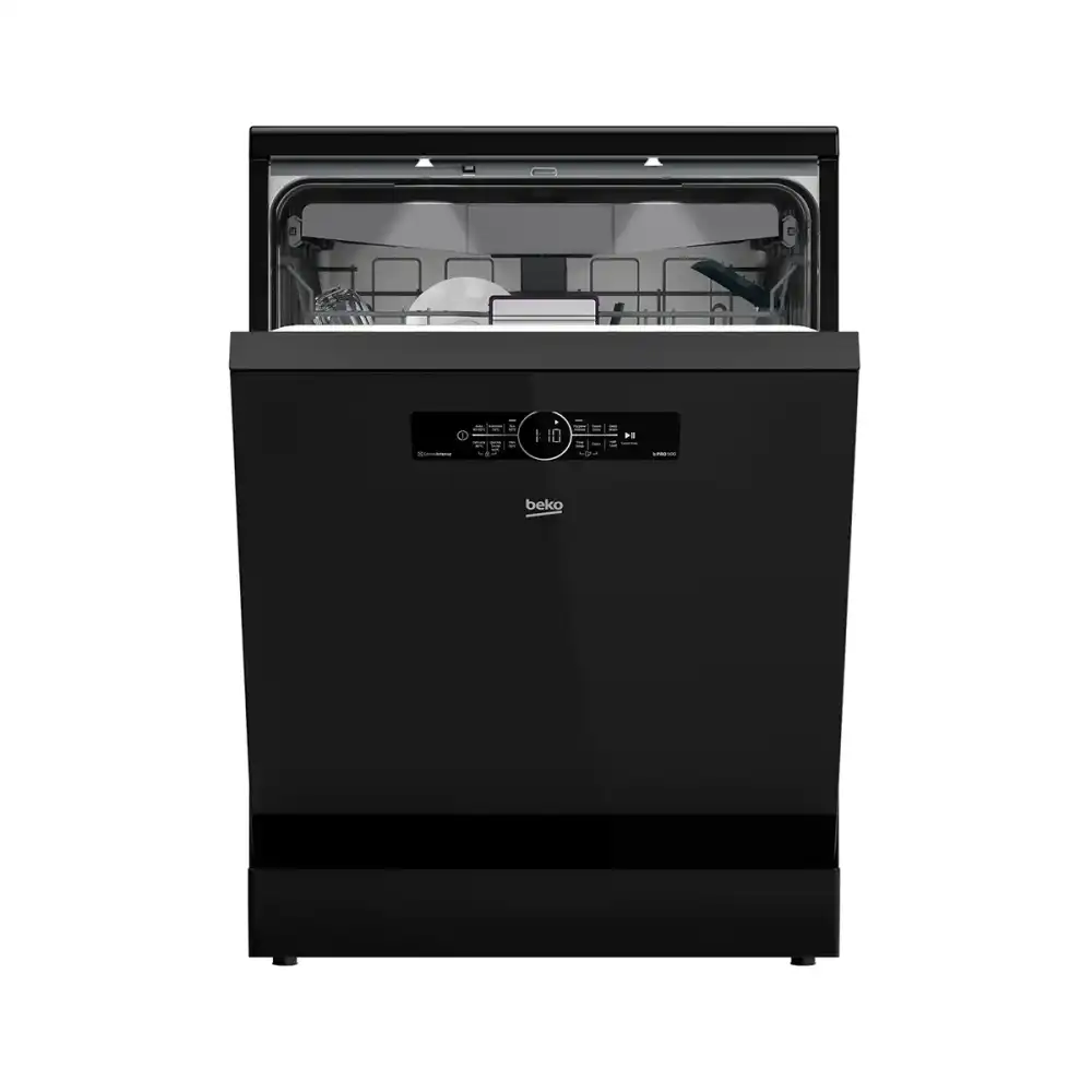 Beko - Dishwasher - 60 cm 6 program 15 person - Black Glass - LED  Display-Hygiene -(CornerIntense)-SteamGloss- Fast+ - Inv.