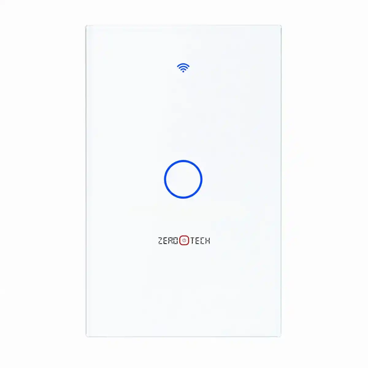 مفتاح حائط لمس ذكي أحادي بتقنية Zigbee لون ابيض بتصميم زجاجي أنيق وتحكم كامل عبر الهاتف.او الشاشات