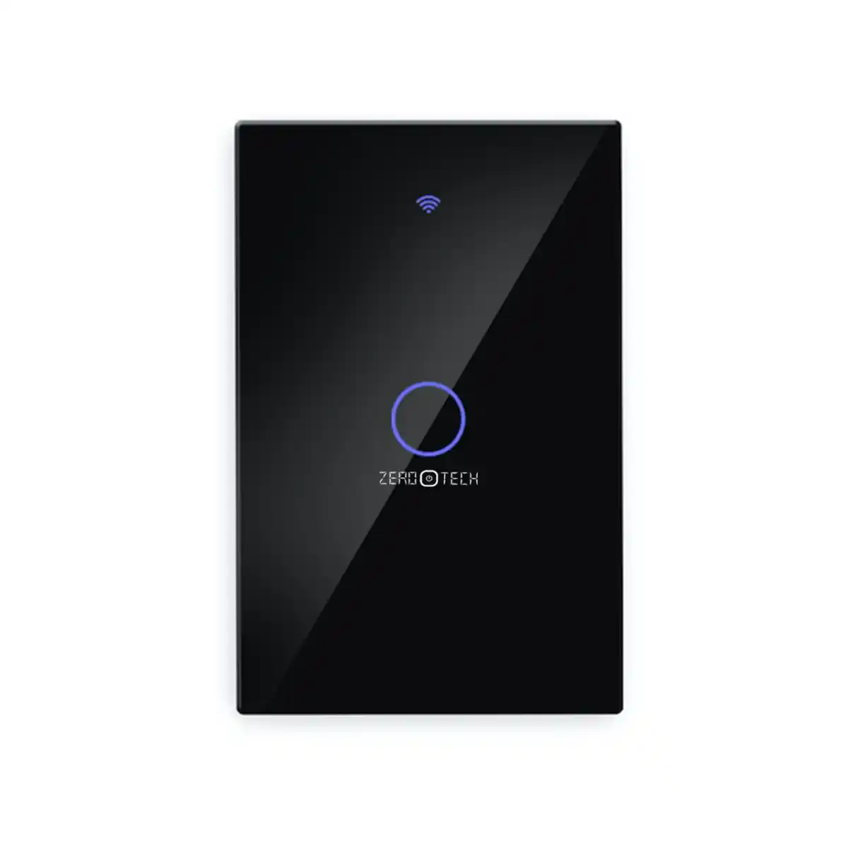 مفتاح حائط لمس ذكي أحادي بتقنية Zigbee لون اسود بتصميم زجاجي أنيق وتحكم كامل عبر الهاتف.او الشاشات