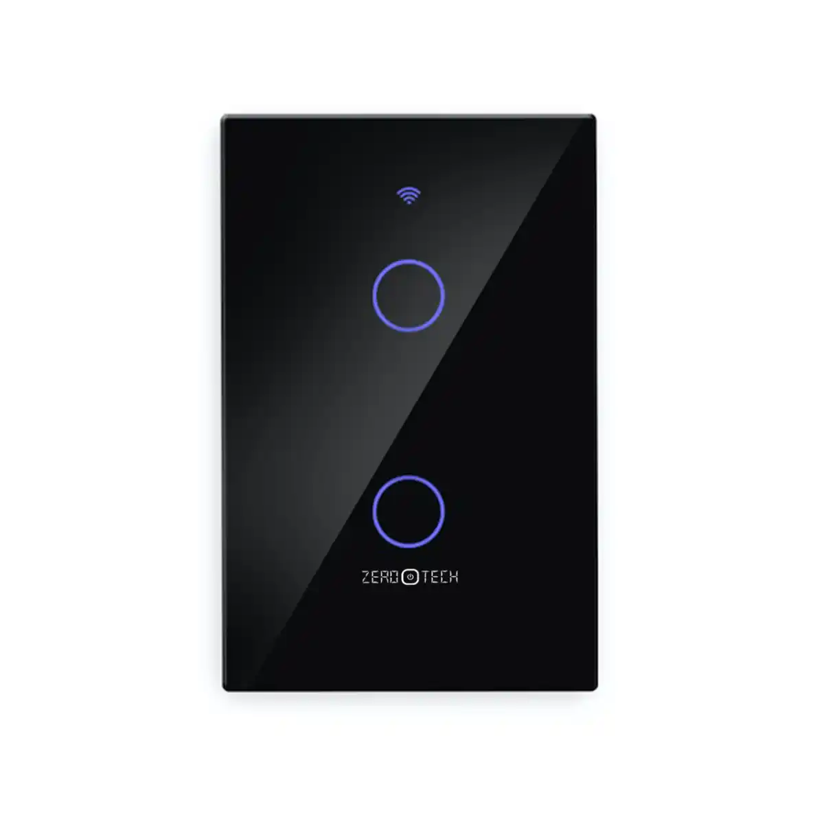 مفتاح حائط لمس ذكي ثنائي الخط بتقنية Zigbee لون اسود يجمع بين الفخامة وسهولة التحكم في الإضاءة عبر تطبيق الموبايل او الشاشات